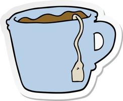 autocollant d'une tasse de thé chaude de dessin animé vecteur