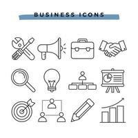 icônes d'affaires définissent le style de contour vecteur