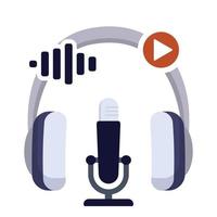 podcast on air concept avec microphone et casque vecteur