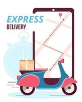 concept de service de livraison express en ligne. suivi des commandes en ligne. livraison de vélo. expédition. vecteur