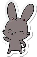 autocollant d'un dessin animé de lapin curieux vecteur