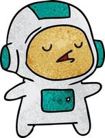 dessin animé texturé d'un garçon astronaute mignon kawaii vecteur