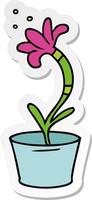 autocollant dessin animé doodle d'une plante d'intérieur vecteur