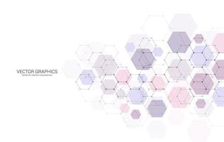 abstrait géométrique avec des hexagones. molécule de structure et communication. science, technologie et concept médical. illustration vectorielle vecteur