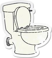 doodle de dessin animé autocollant en détresse d'une toilette de salle de bain vecteur