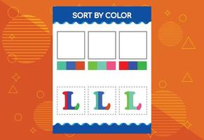 l'alphabet l trie par couleur pour les enfants. bon pour les projets d'école et de jardin d'enfants