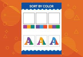 alphabet a trie par couleur pour les enfants. bon pour les projets d'école et de jardin d'enfants