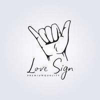 amour signe main geste ligne logo symbole vecteur illustration design