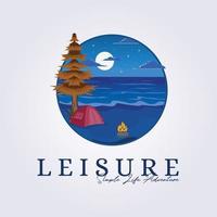 loisirs plage île camp logo illustration vectorielle design vintage vecteur