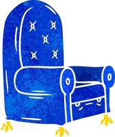 doodle cartoon rétro d'un fauteuil bleu vecteur