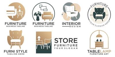 jeu d'icônes de meubles logo modèle de conception de logo d'entreprise créative. vecteur