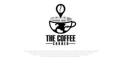 café du monde logo, tasse à café, mousse de café de carte du monde, identité d'entreprise, illustration, image vectorielle vecteur