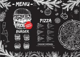 café menu de noël. dépliant alimentaire. Le menu du restaurant. conception de modèle. vecteur