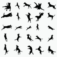 sauter, chiens, silhouette, graphique, vecteur, ensemble, icône vecteur