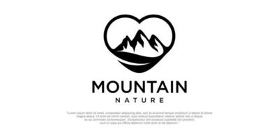 modèle de conception de logo amour montagne nature vecteur