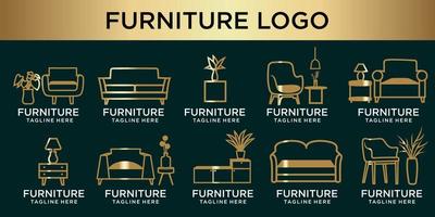 vecteur de conception de logo de jeu d'icônes de meubles