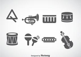 Instruments de musique vecteur icône gris