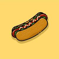 illustration de plats délicieux prêts à manger est un hot-dog vecteur