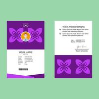 modèle de carte d'identité avec forme florale violet clair vecteur