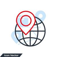 illustration vectorielle du logo de l'icône logistique globale. modèle de symbole d'emplacement du monde et de la broche pour la collection de conception graphique et web vecteur