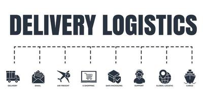 e-shopping, fret aérien, livraison, e-mail, logistique globale, emballage sécurisé, barge de fret, service d'assistance vecteur