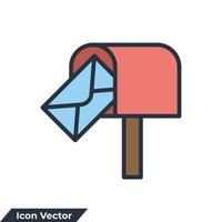 boîte aux lettres icône logo illustration vectorielle. modèle de symbole de boîte postale pour la collection de conception graphique et web vecteur