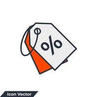 illustration vectorielle de remise icône logo. modèle de symbole de balises d'achat pour la collection de conception graphique et web vecteur