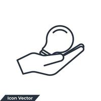 illustration vectorielle de solution icône logo. main et un modèle de symbole de lampe pour la collection de conception graphique et web vecteur