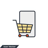 illustration vectorielle de commerce électronique icône logo. panier et modèle de symbole de smartphone pour la collection de conception graphique et web vecteur
