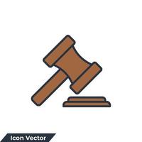 illustration vectorielle de logo d'icône d'enchères. modèle de symbole de marteau de juge pour la collection de conception graphique et web vecteur