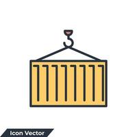 illustration vectorielle de conteneur icône logo. modèle de symbole de grue logistique et de livraison pour la collection de conception graphique et web vecteur