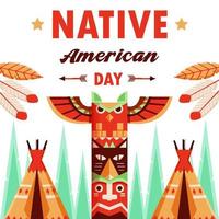 jour amérindien, totem tribal indien. adapté aux événements vecteur