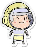 autocollant en détresse d'un astronaute de dessin animé heureux vecteur