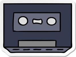 autocollant dessin animé doodle d'une cassette autocollante vecteur