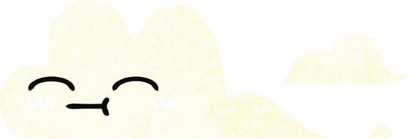 nuage blanc de dessin animé de style illustration rétro vecteur