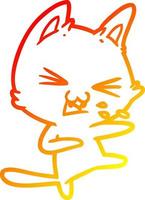 ligne de gradient chaud dessinant un sifflement de chat de dessin animé vecteur