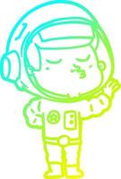 dessin de ligne de gradient froid dessin animé astronaute confiant vecteur