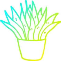 ligne de gradient froid dessinant une plante d'intérieur de dessin animé vecteur