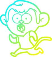 ligne de gradient froid dessin dessin animé singe en cours d'exécution vecteur