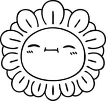 dessin au trait original fleur de dessin animé vecteur