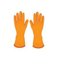 Gants de protection en caoutchouc orange en carton pour le nettoyage isolé sur fond blanc vecteur