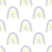 motif sans couture arc-en-ciel boho lilas et jaune, imprime des éléments de conception pour les enfants, sur fond blanc vecteur