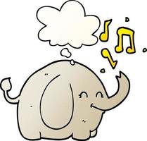 dessin animé éléphant claironnant et bulle de pensée dans un style de dégradé lisse vecteur
