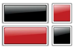 ensemble de boutons brillants, badges vectoriels rouges et noirs. vecteur