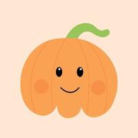 citrouille de dessin plat de dessin animé mignon pour la conception et l'affiche de fête d'halloween effrayante. vecteur