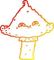 ligne de gradient chaud dessinant un champignon de dessin animé avec le visage vecteur