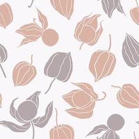 modèle sans couture avec physalis dans des couleurs pastel naturelles. design élégant pour tissu, textile de maison, papier d'emballage, couverture de cahier vecteur