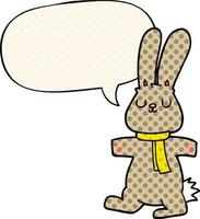 lapin de dessin animé et bulle de dialogue dans le style de la bande dessinée vecteur