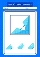 jeu de modèle de correspondance avec règle triangulaire. feuille de travail pour les enfants d'âge préscolaire, feuille d'activité pour enfants vecteur