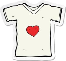 autocollant d'un t-shirt de dessin animé avec coeur d'amour vecteur